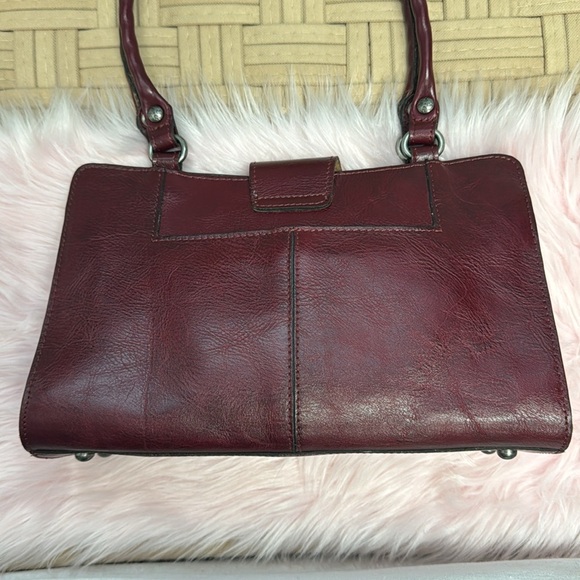 Patricia Nash Burgundy Embossed Leather Shoulder Bag - Picture 3 of 12